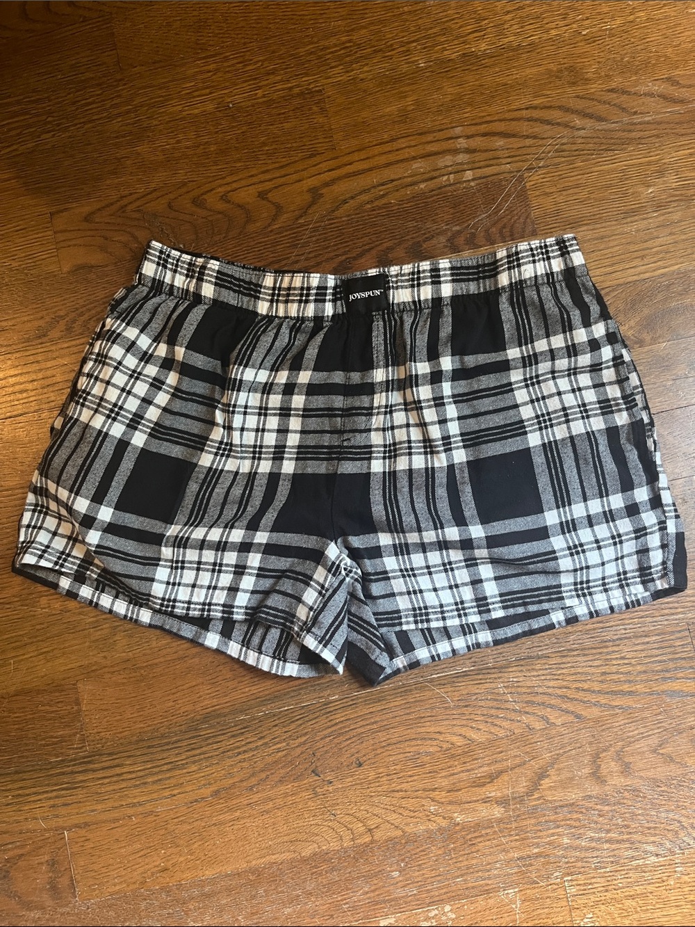 Women’s Black & White Plaid Athletic Shorts